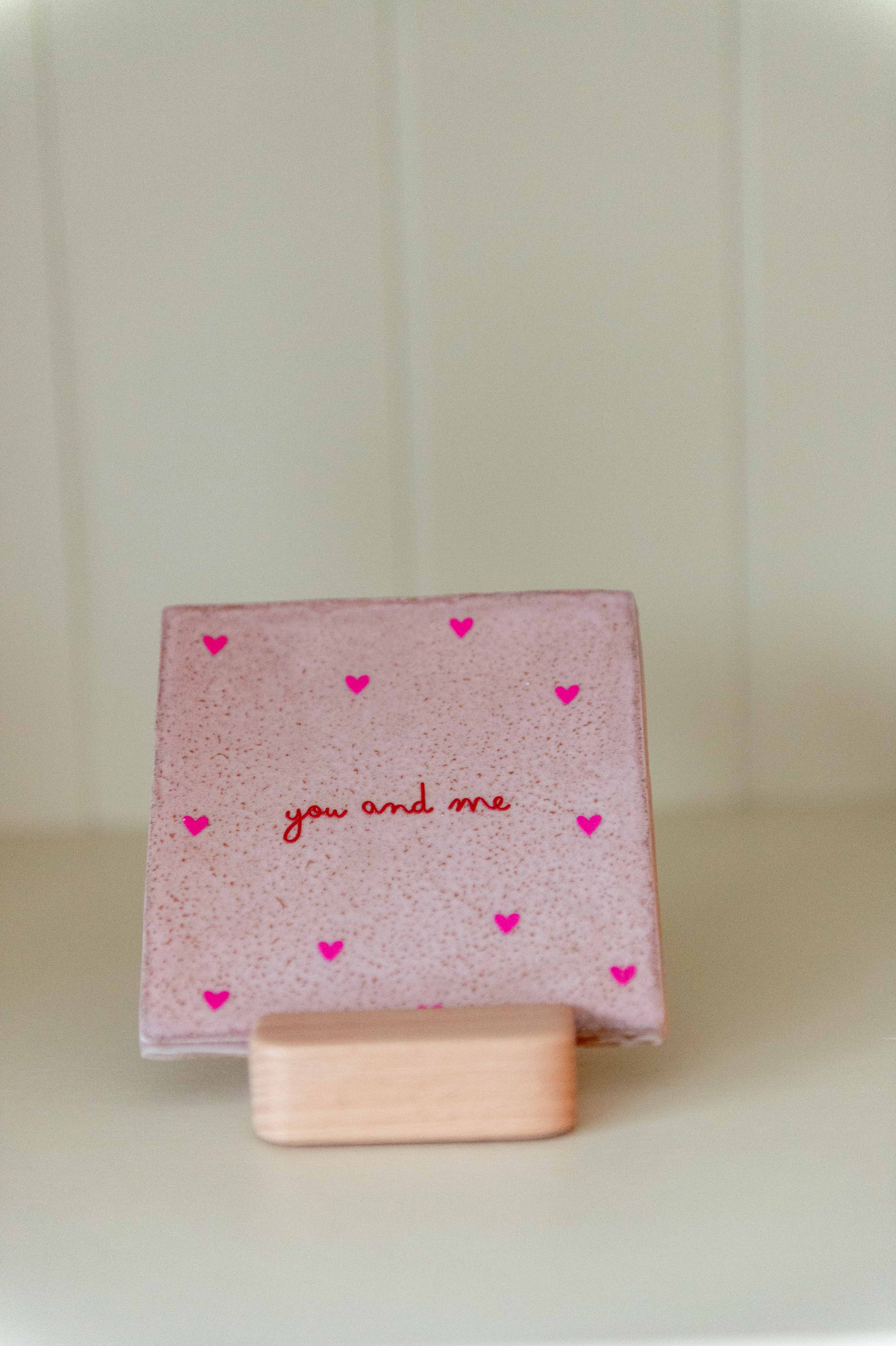 Tegeltje YOU AND ME (roze tegeltje)