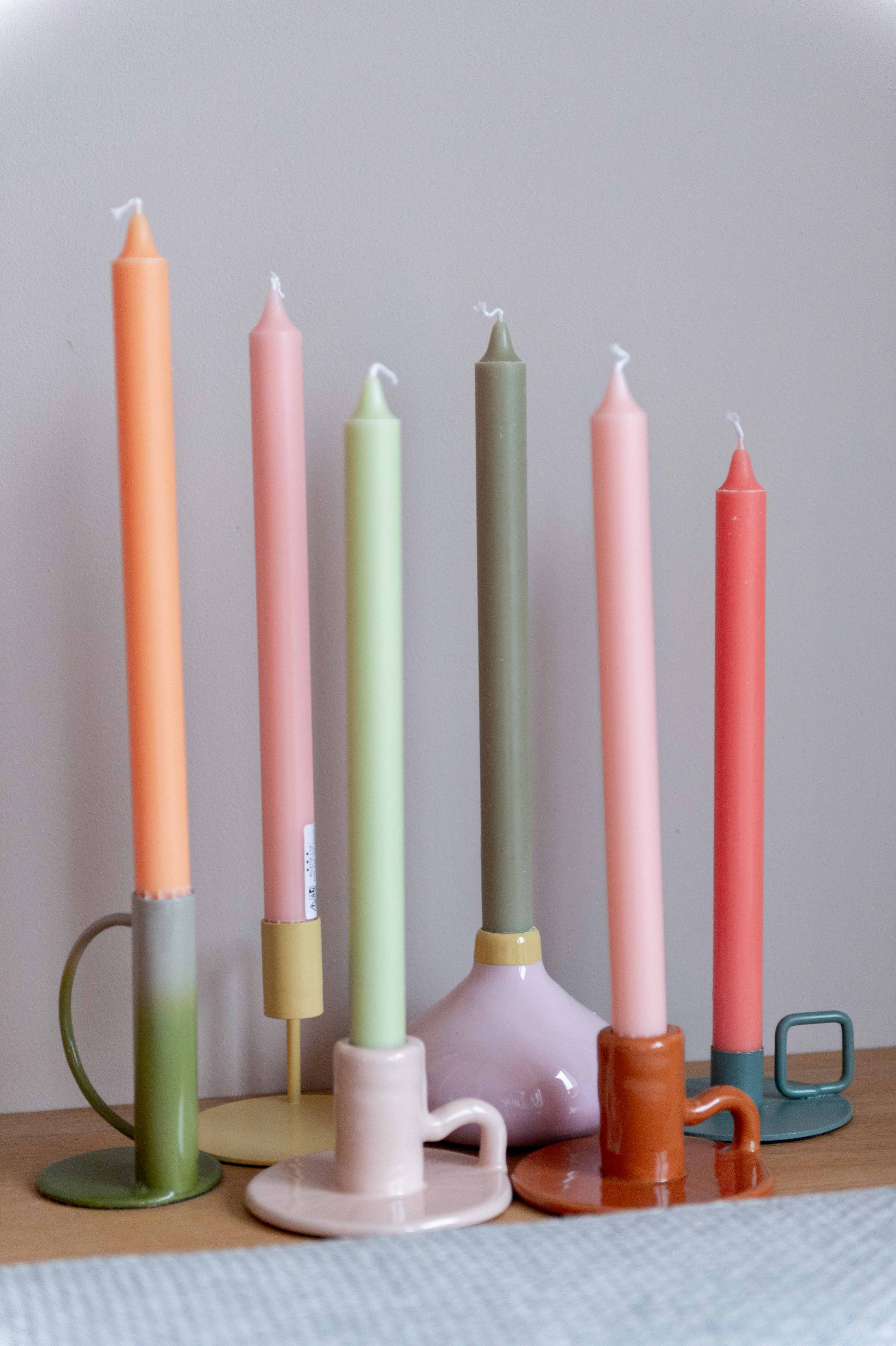 Kandelaar olijfgroen inclusief kaars