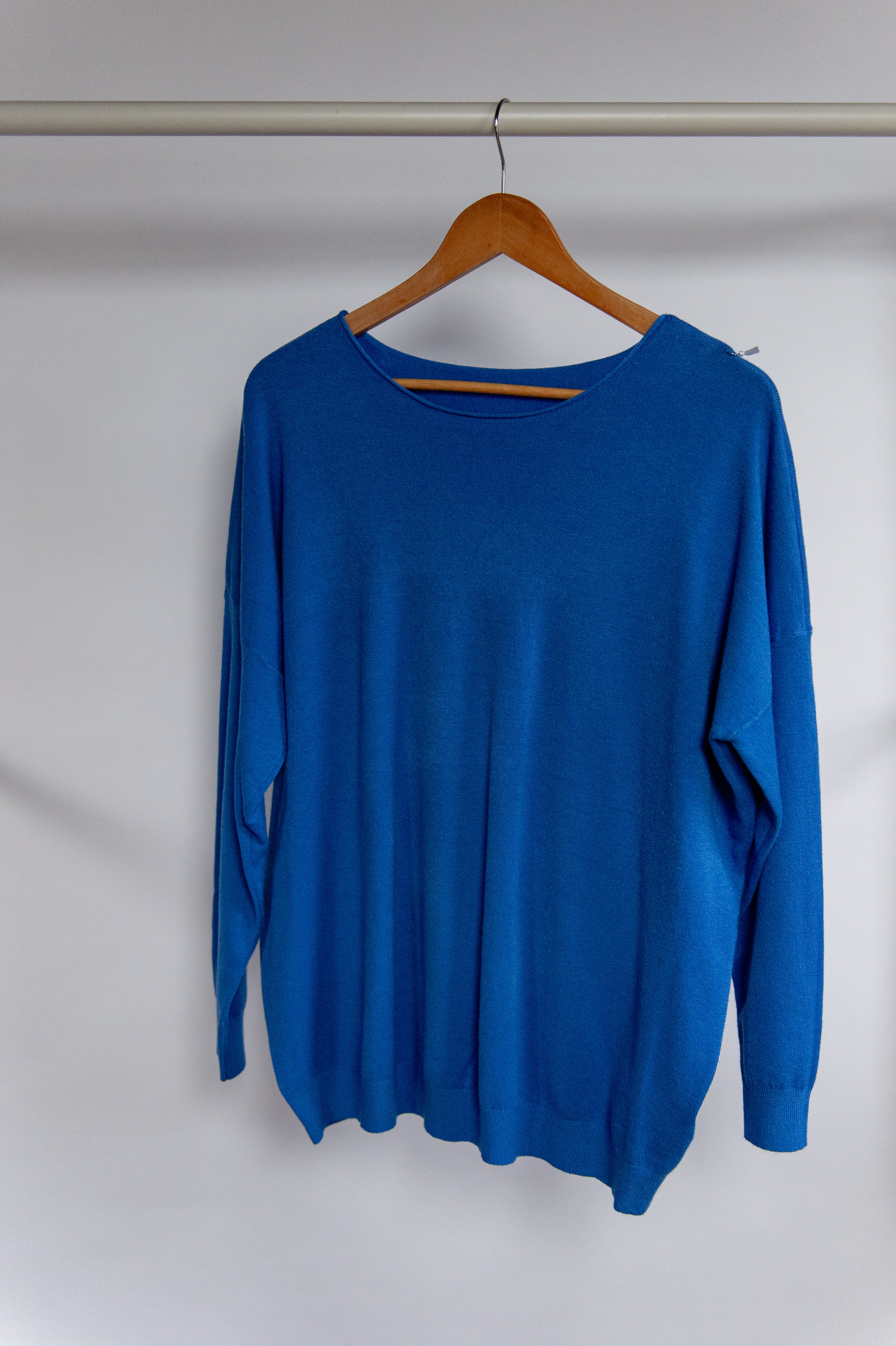 Winter: Dunne trui ronde hals Kobaltblauw One size