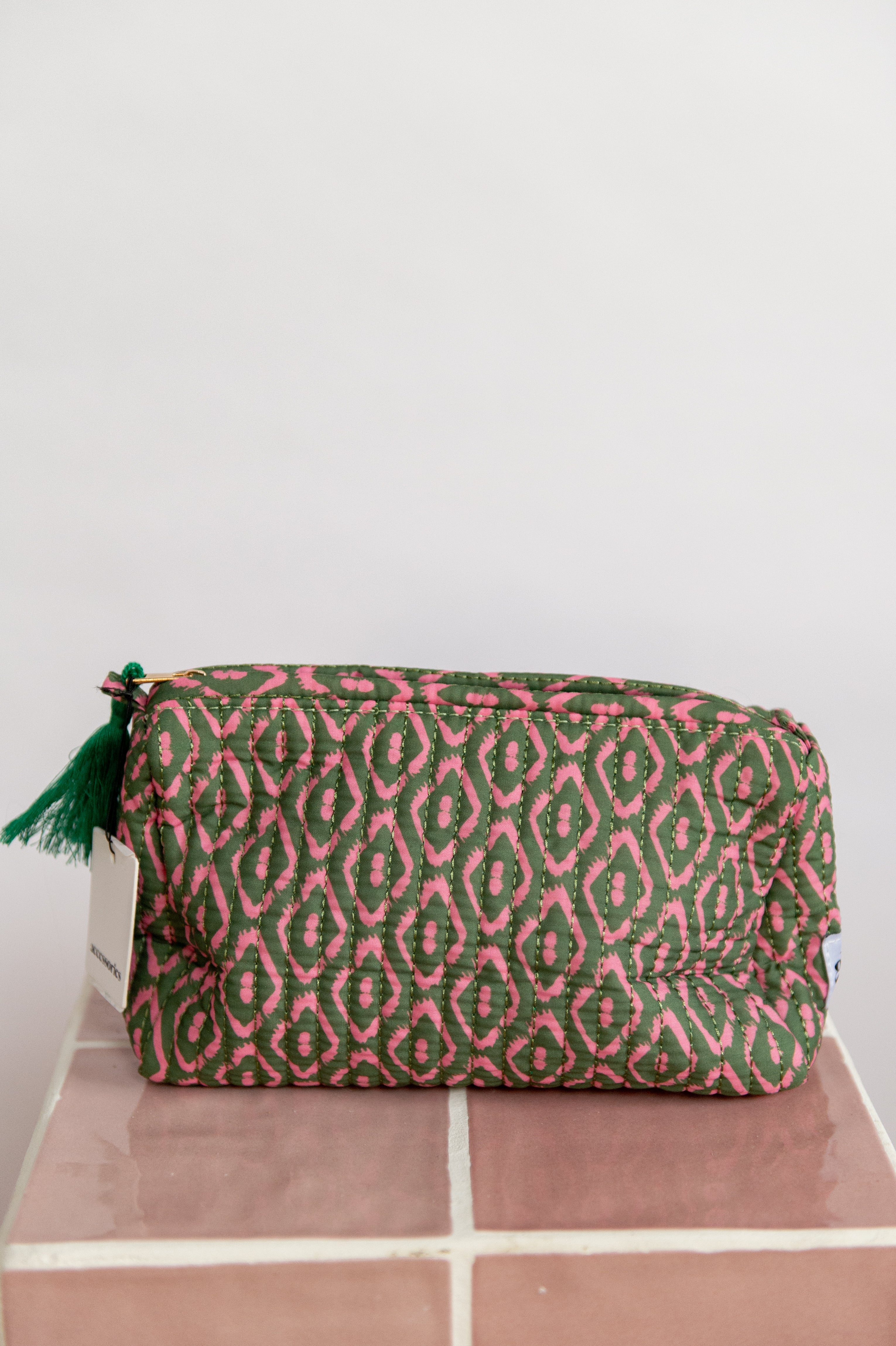 Make-up tasje roze/ groen