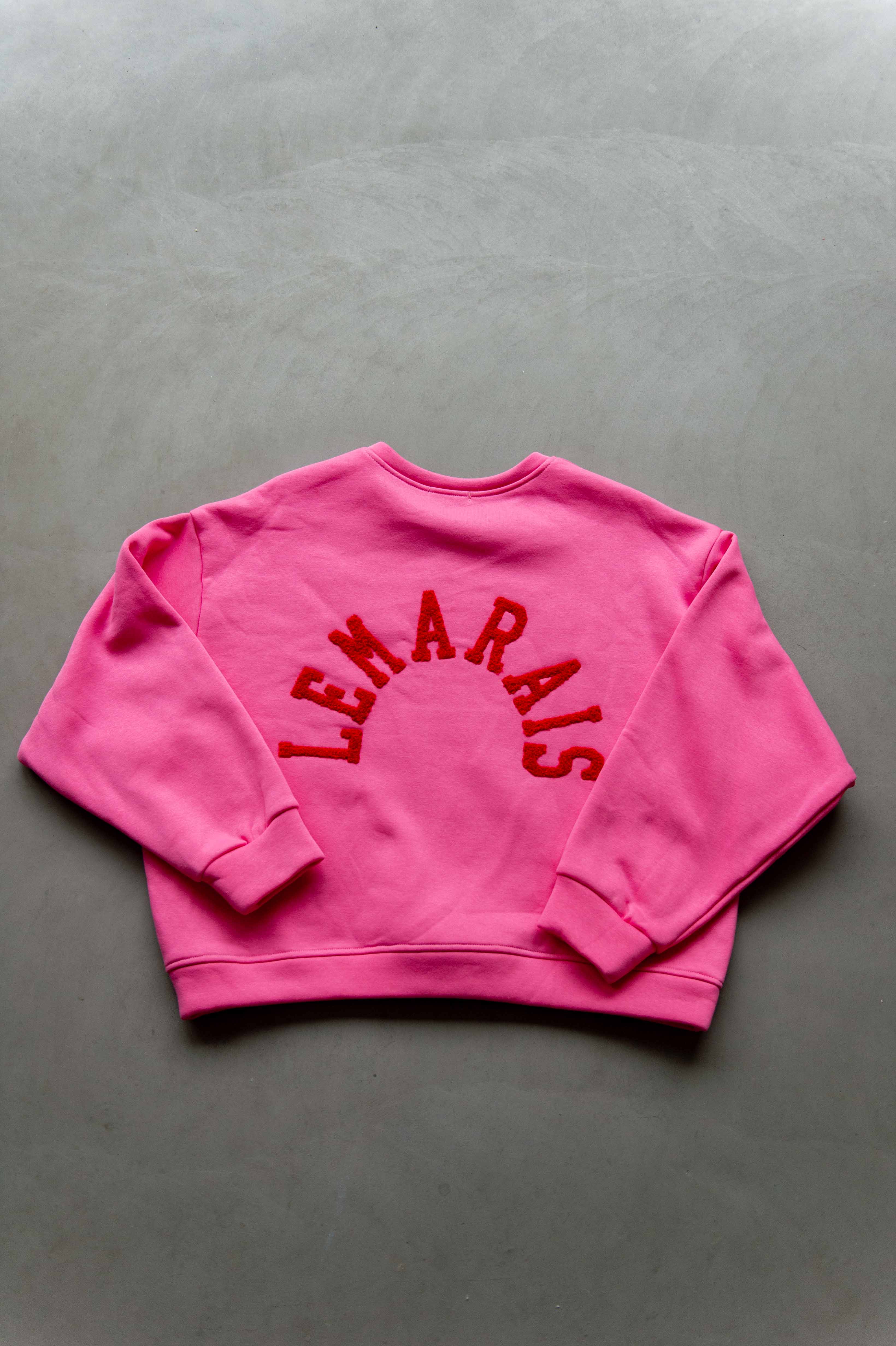 Winter: sweater roze met rode letters