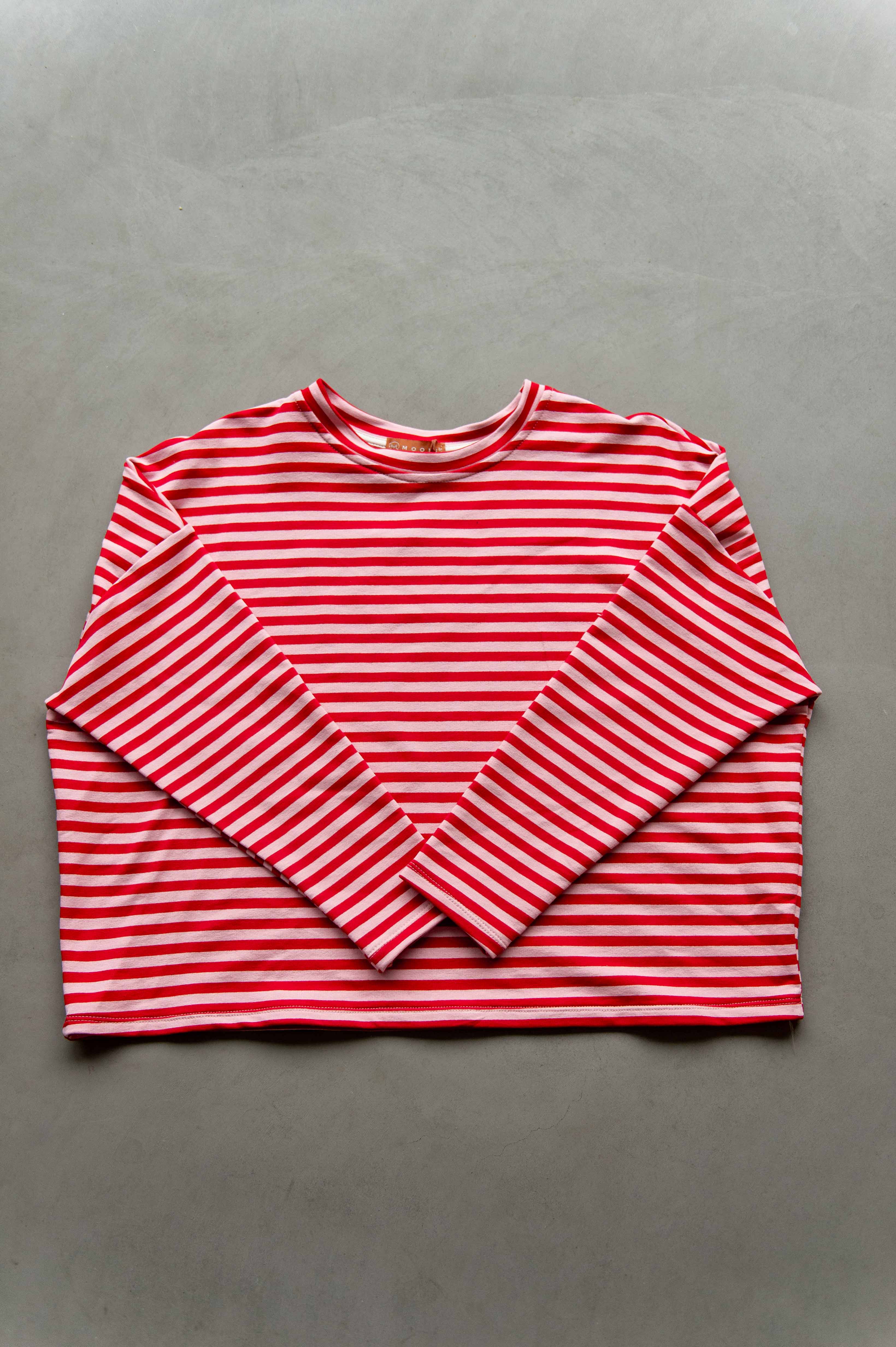 Winter: Longsleeve streep rood/ roze