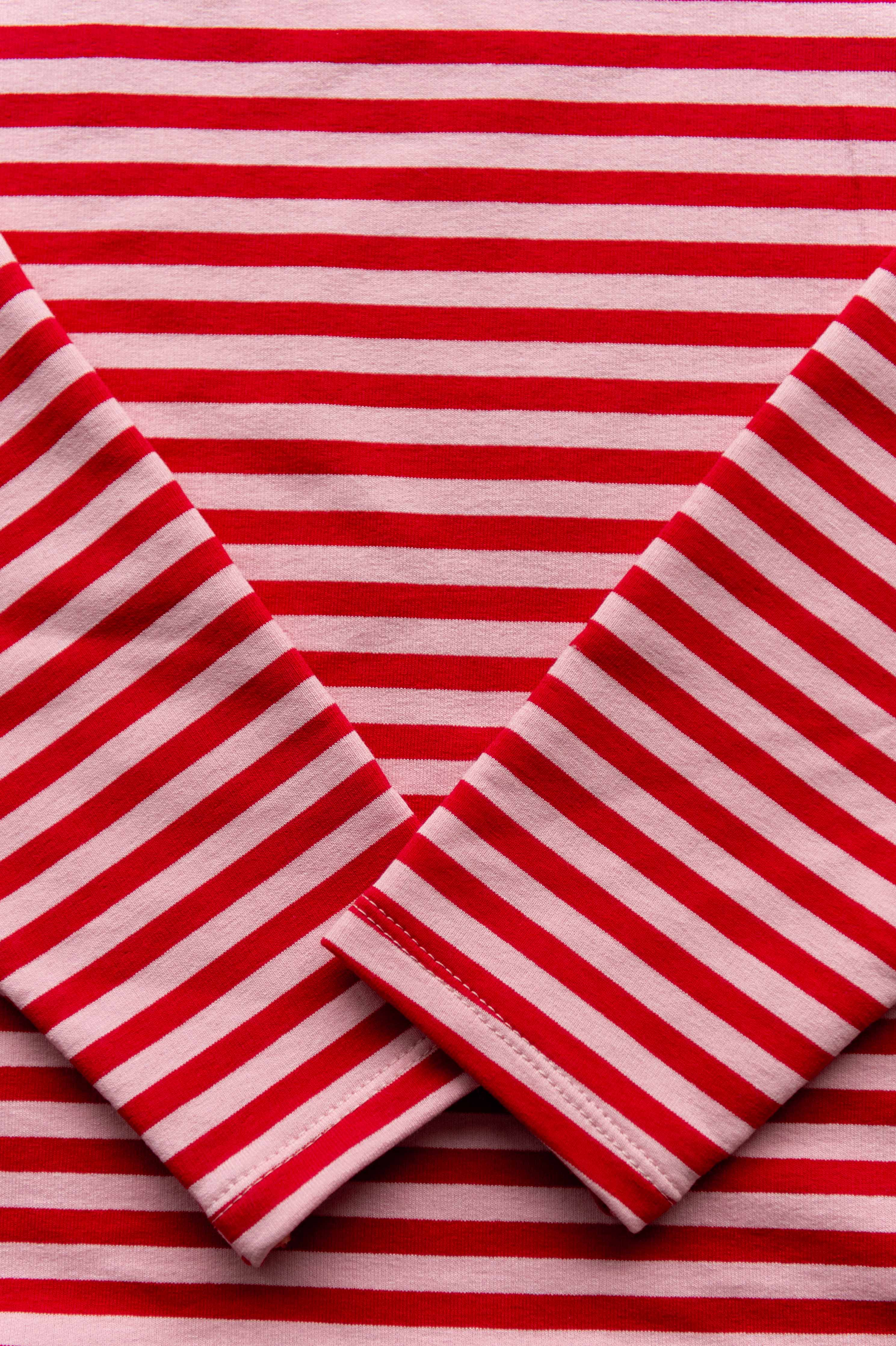 Winter: Longsleeve streep rood/ roze