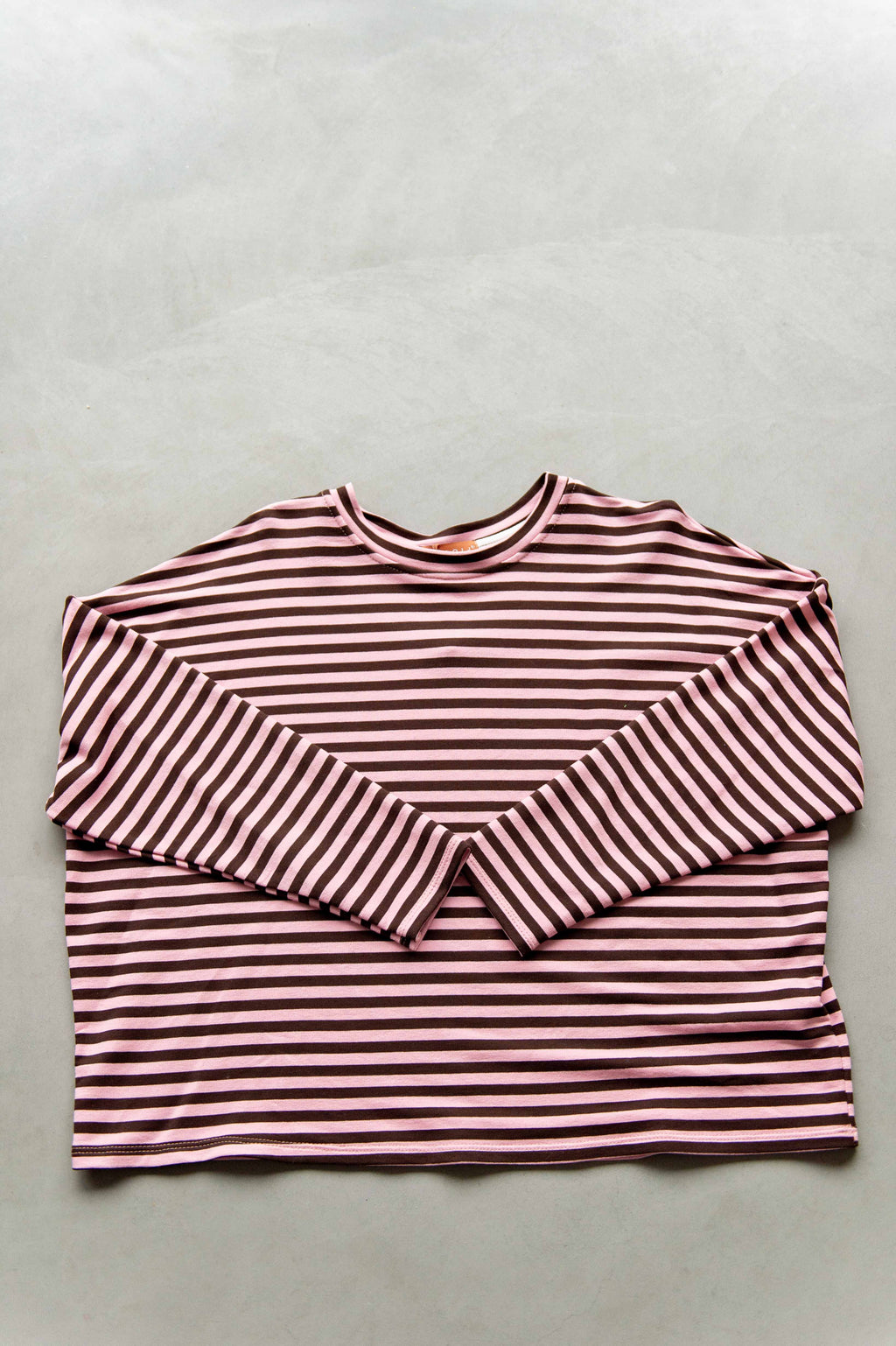 Herfst: Longsleeve streep bruin/ roze