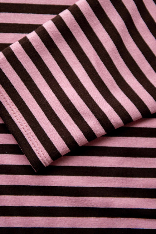 Herfst: Longsleeve streep bruin/ roze