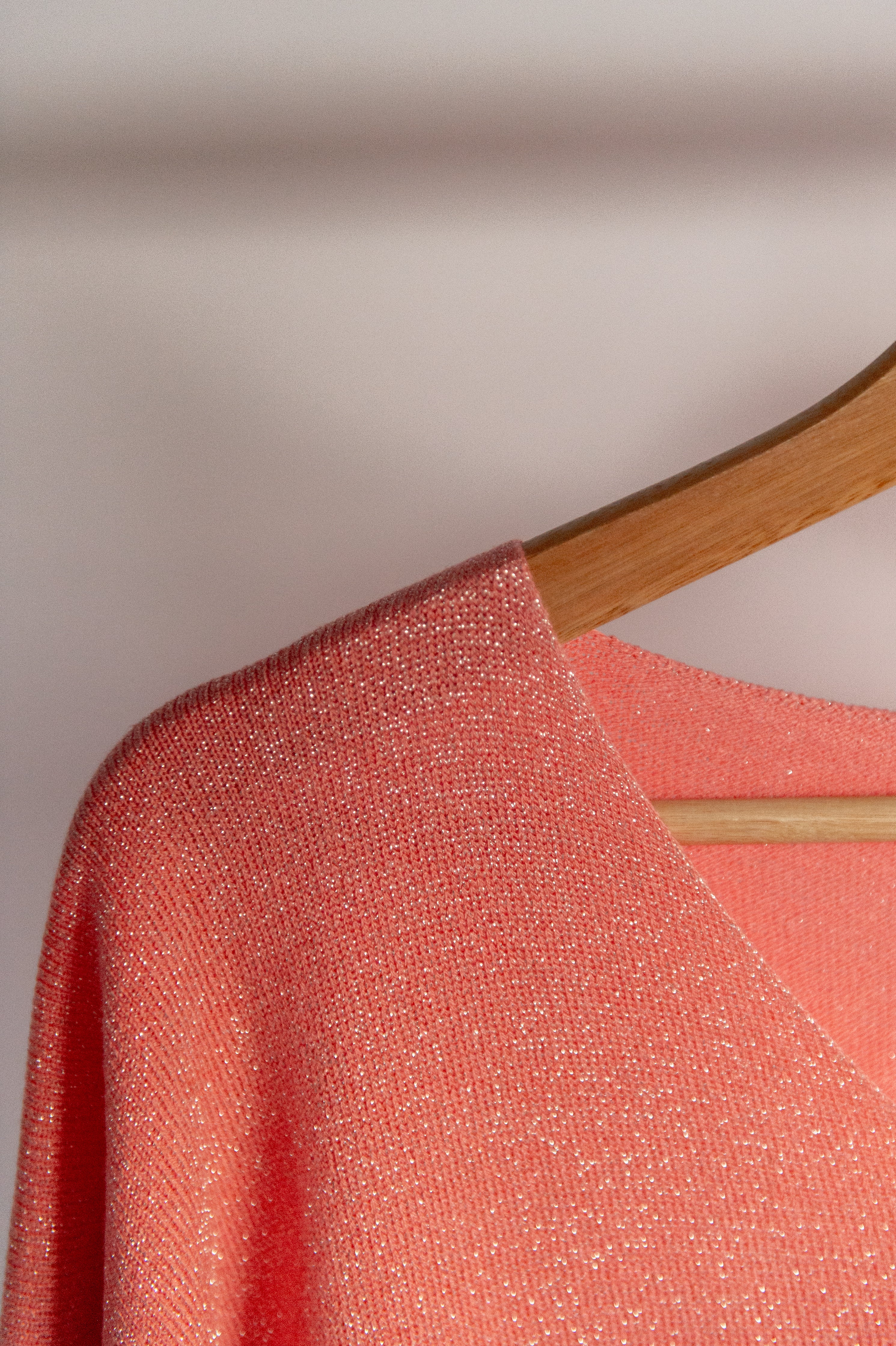 Lente: T-shirt zalm glitter one size